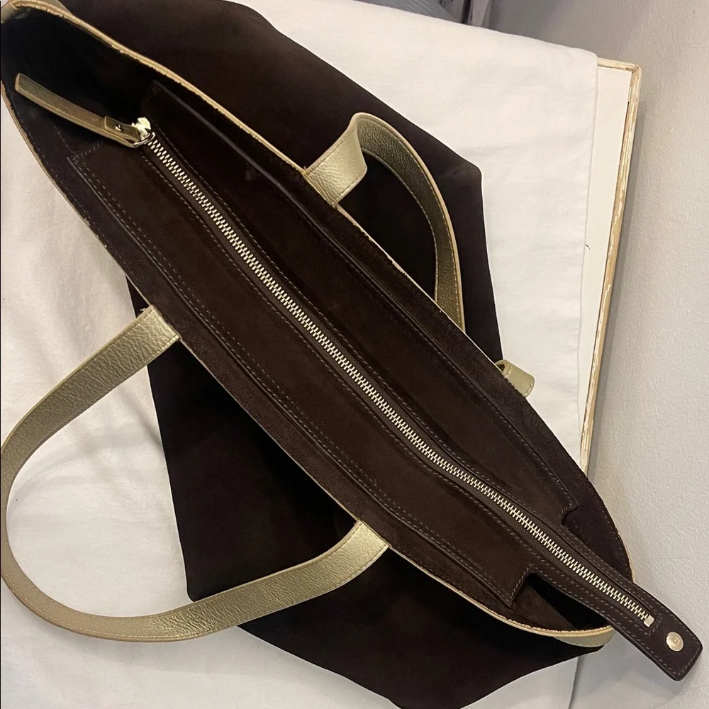 Kate Spade Suede Brown and Gold Tote EUC